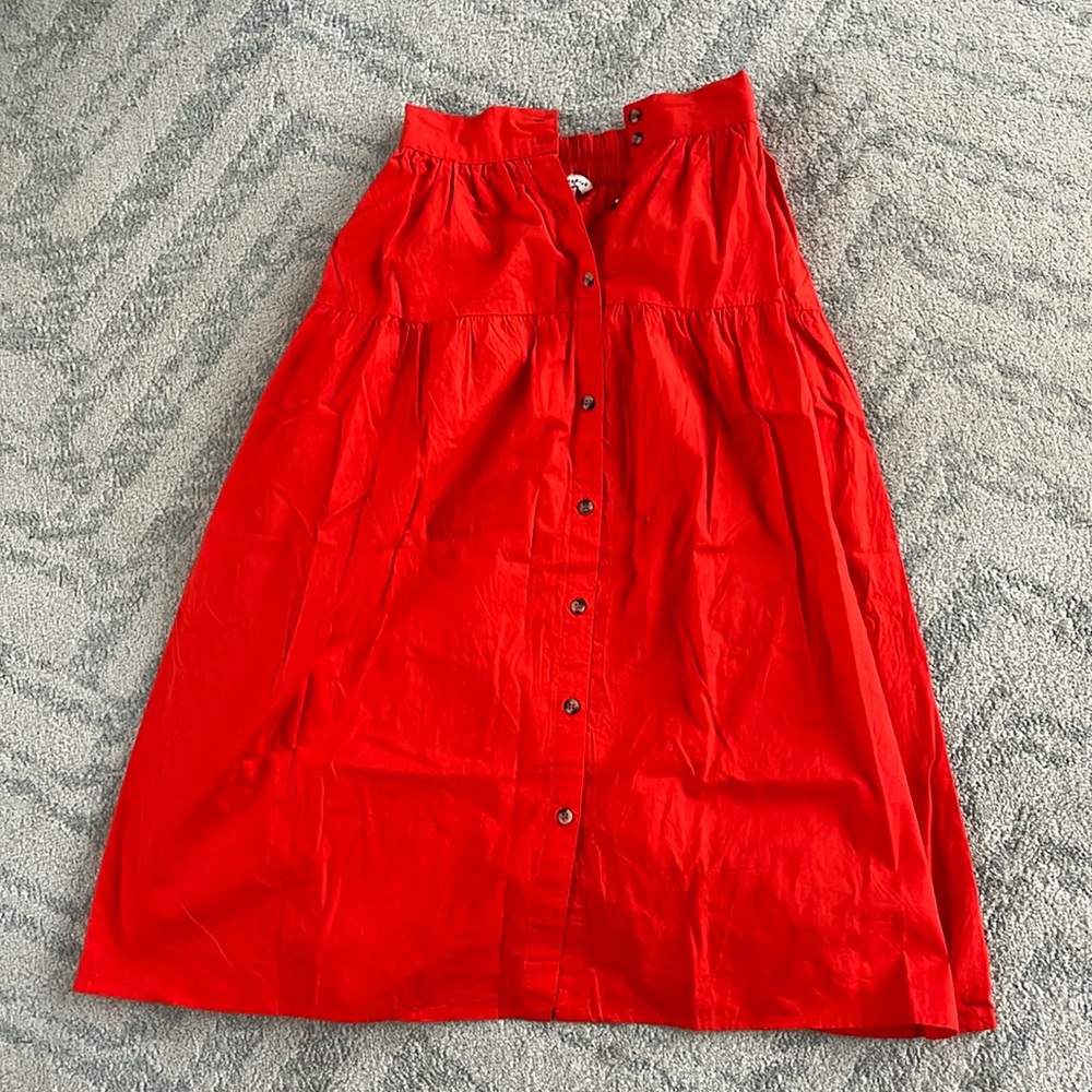 XS high waisted red skirt